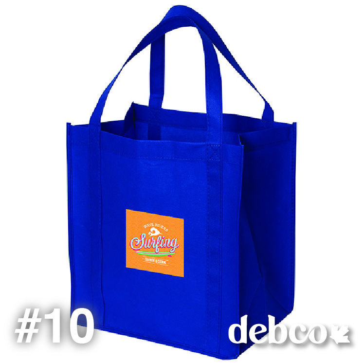 Non Woven Tote: 12" W x 13" H x 8" D