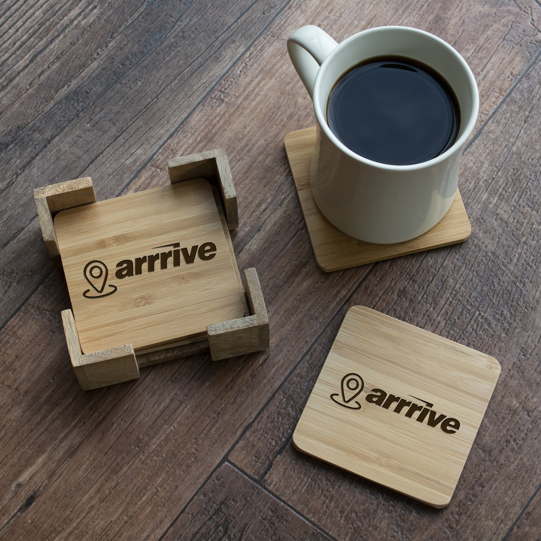 Bamboo Coasters: 4 Pc. Square Set With Stand