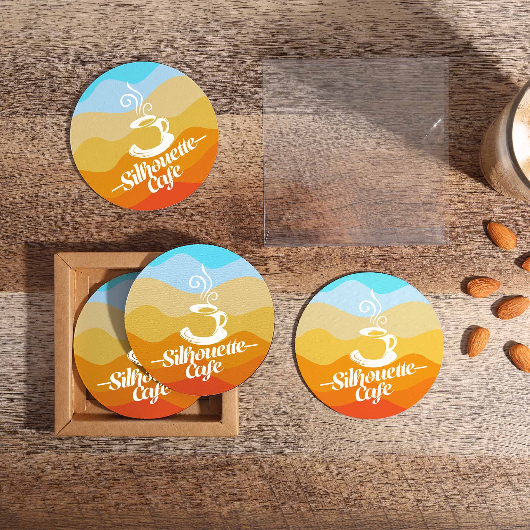 4 Pc reGen Recycled Polyester Round Dye Sub Coaster Set