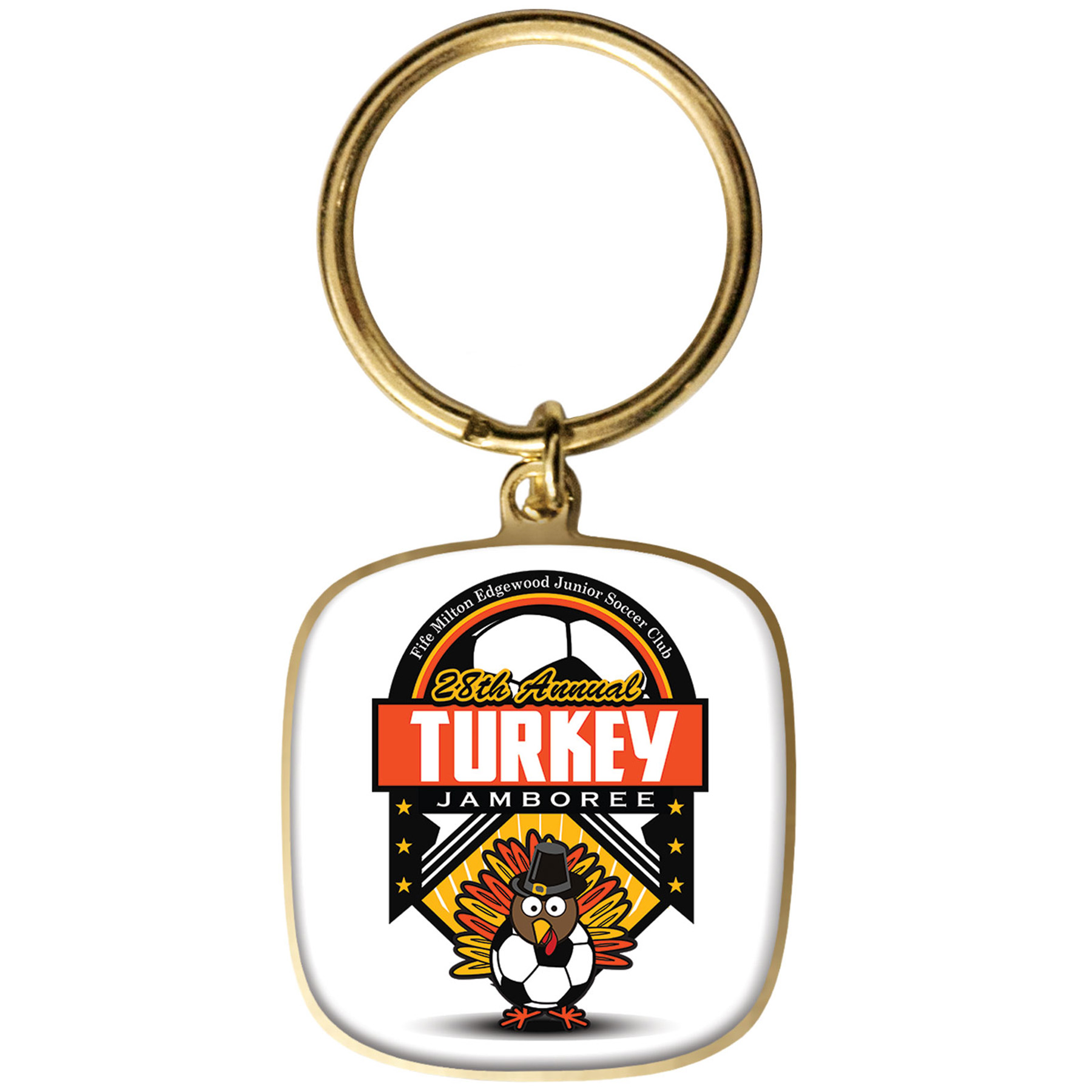 Digistock Keychains: 1 3/8" Dia In Shiny Gold