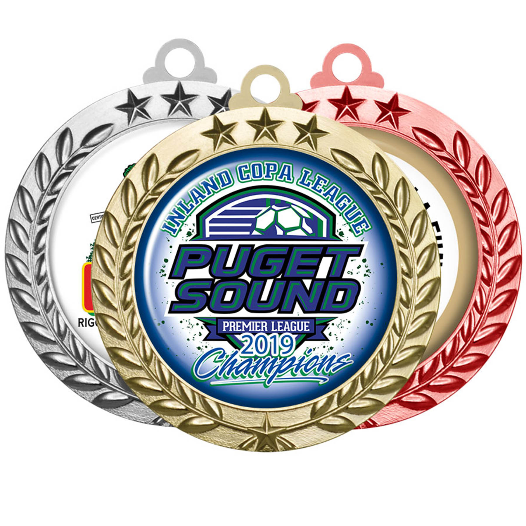 Digistock Medals: Laurel Wreath Border With Stars At Top & Bottom With 2" Dia Insert