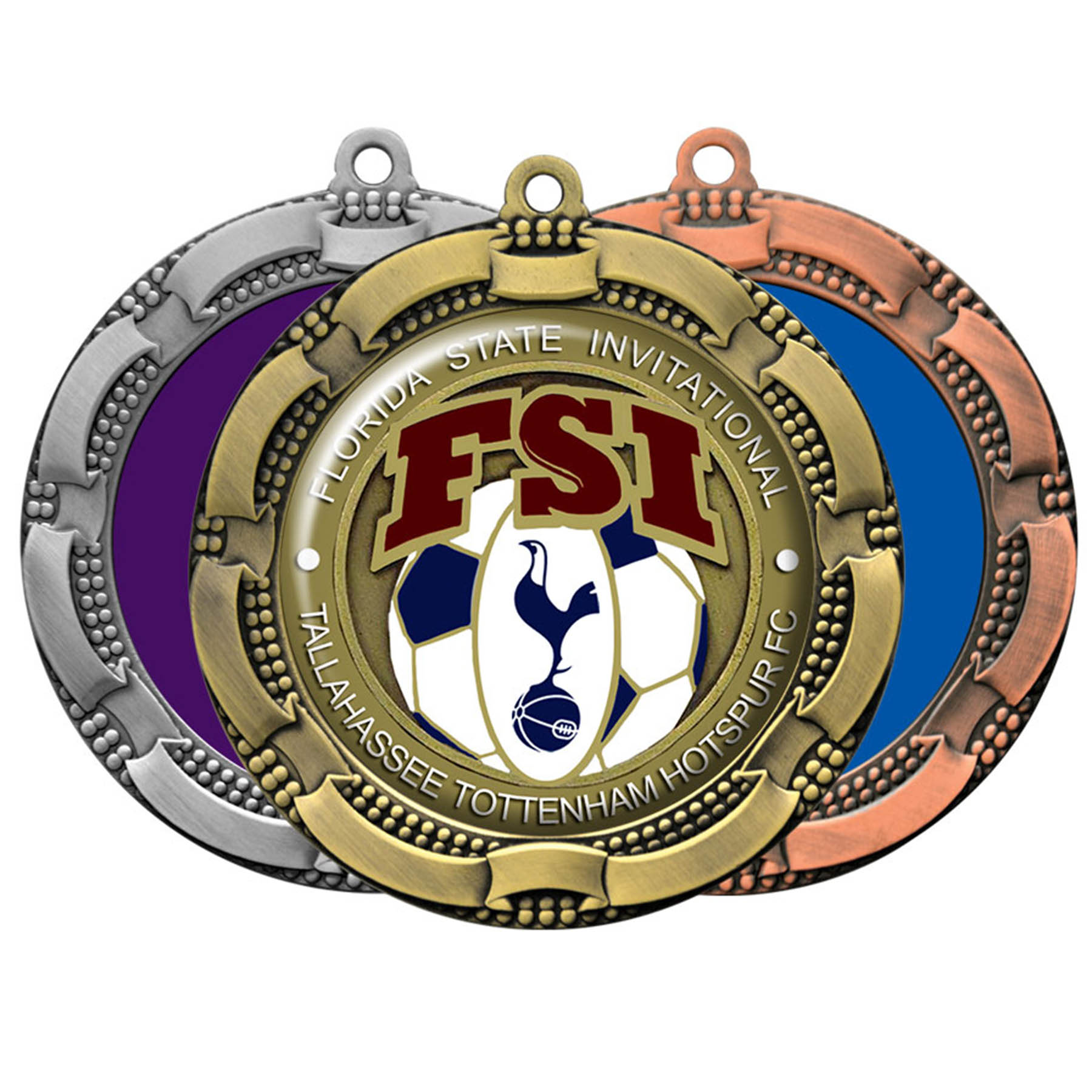 Digistock Medals: Ribbon & Dot Border With 2" Dia Insert