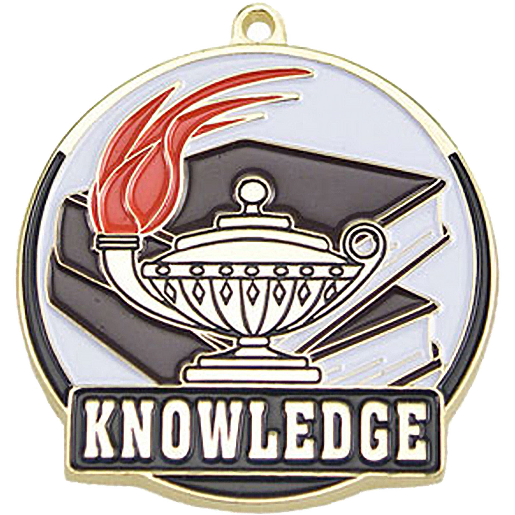 Stock Gold Enamel Sports Medals: Book & Lamp