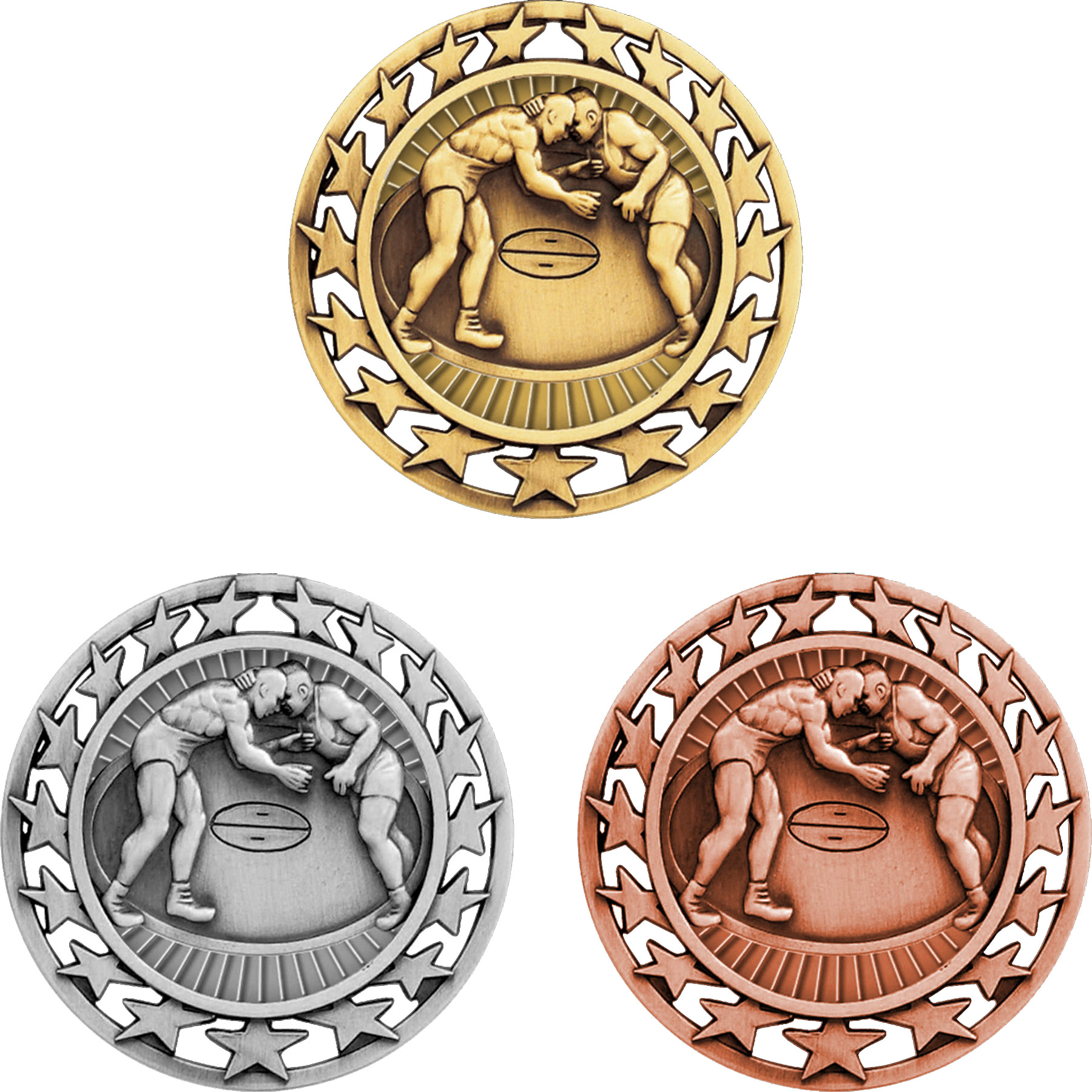 Stock Star Sports Medals: Wrestling