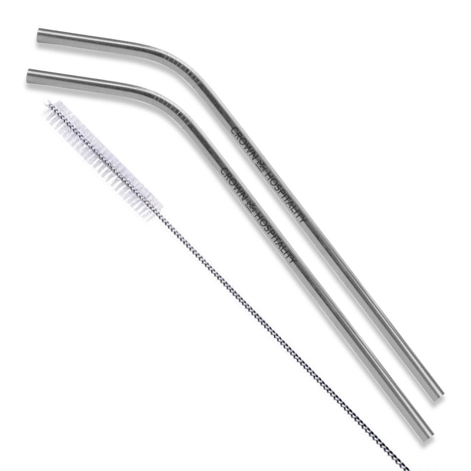 Bent Stainless Steel Straws: Set Of 2 In Silver