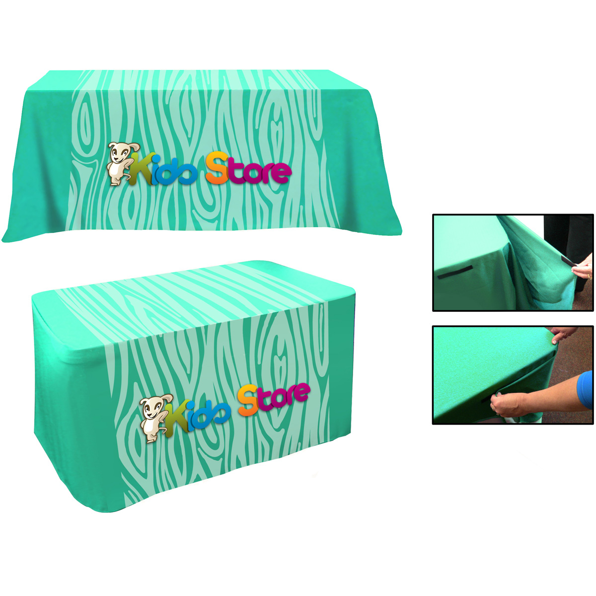 All Over Full Color Rpet Polyester Dye Sub Convertible Table Cover: 4' Fitted To 6' Flat