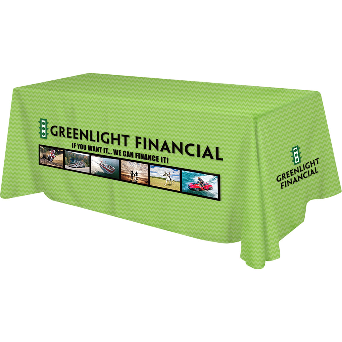 Polyester Digital Direct Print Table Cover 3 sided, 8 foot