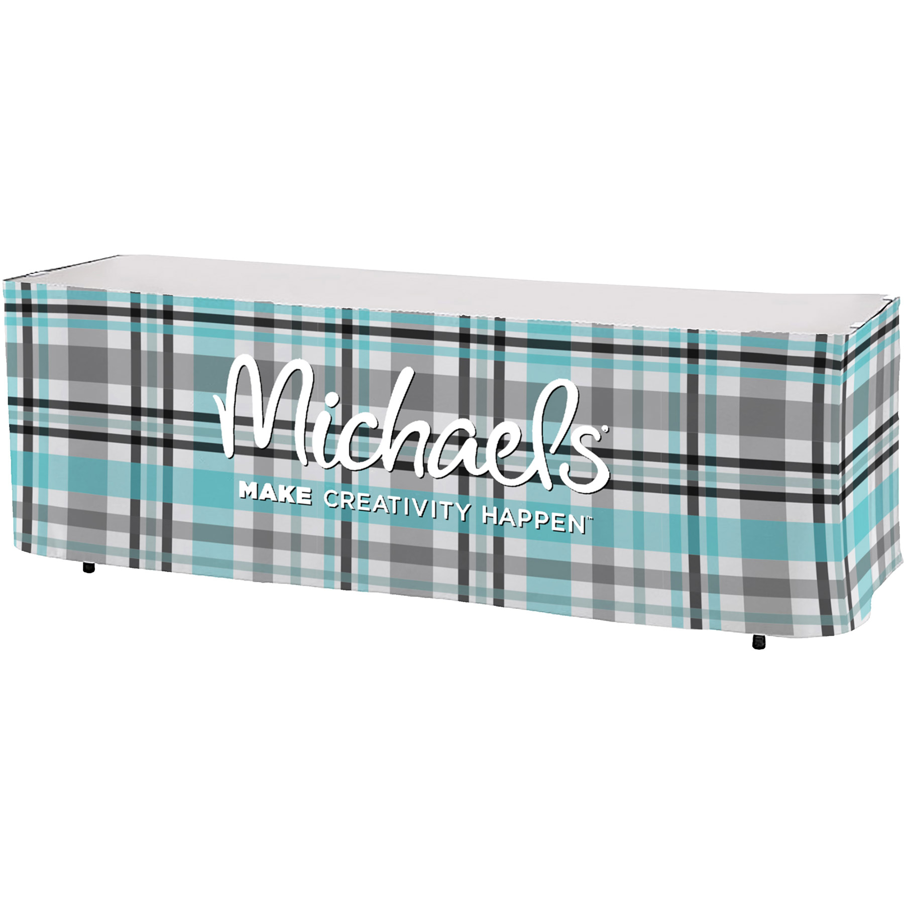 Premium rPET Polyester, All Over Full color Table Skirt, 3 sided 8 Foot