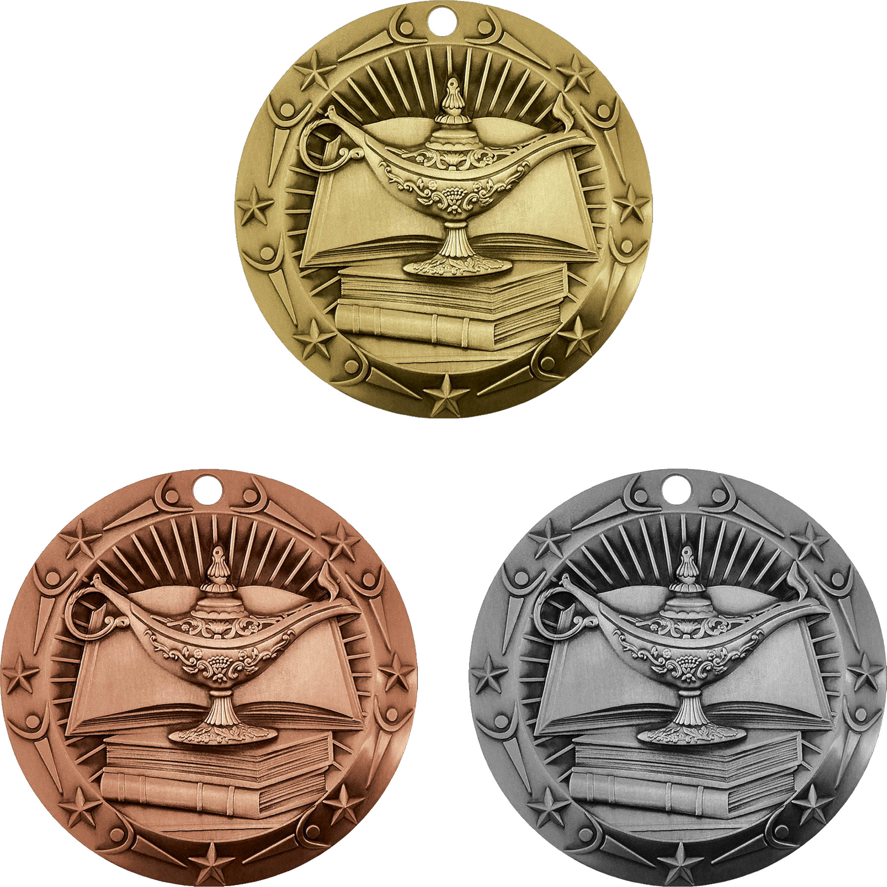 Stock World Class Sports & Academic Medals: Book & Lamp
