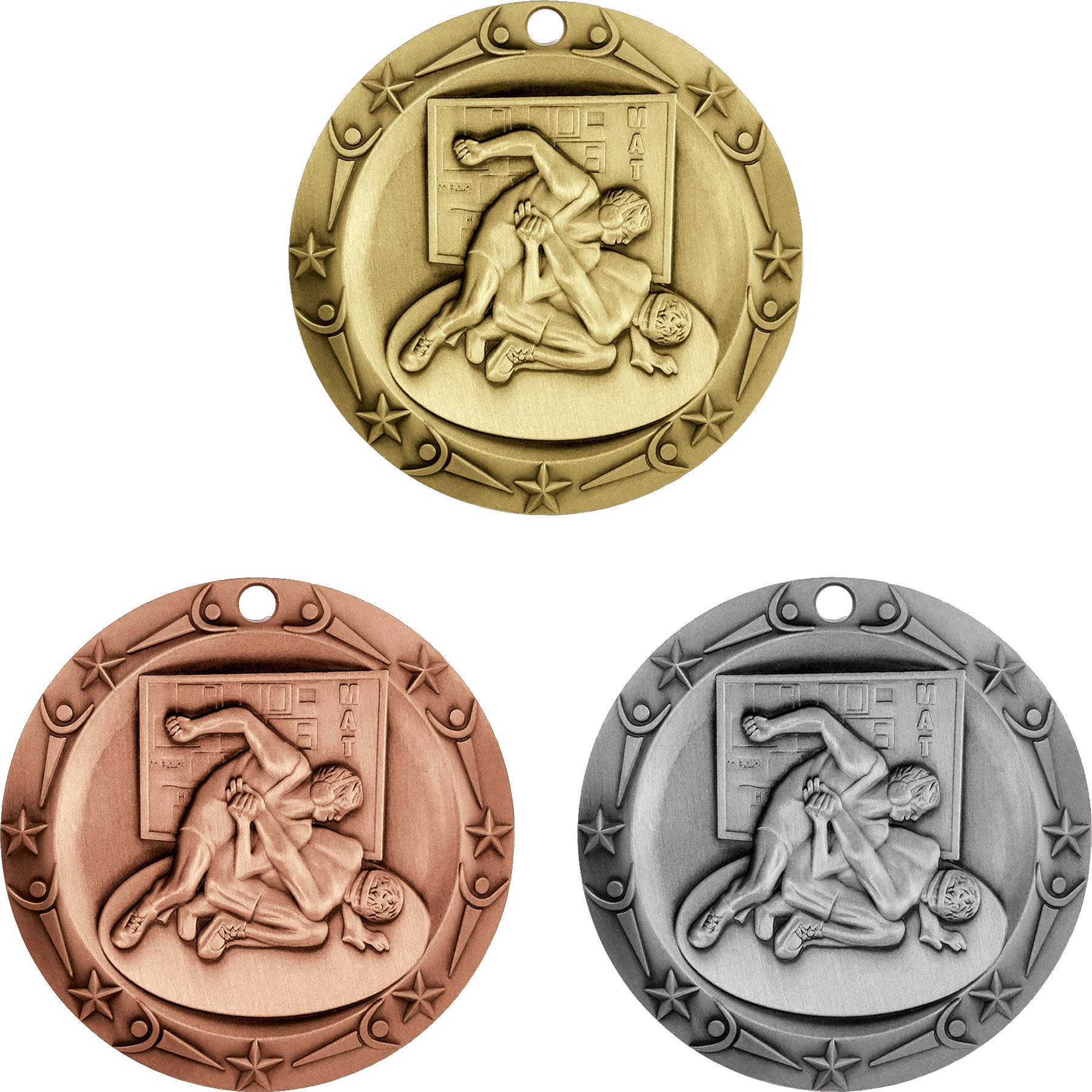 Stock World Class Sports & Academic Medals: Wrestling