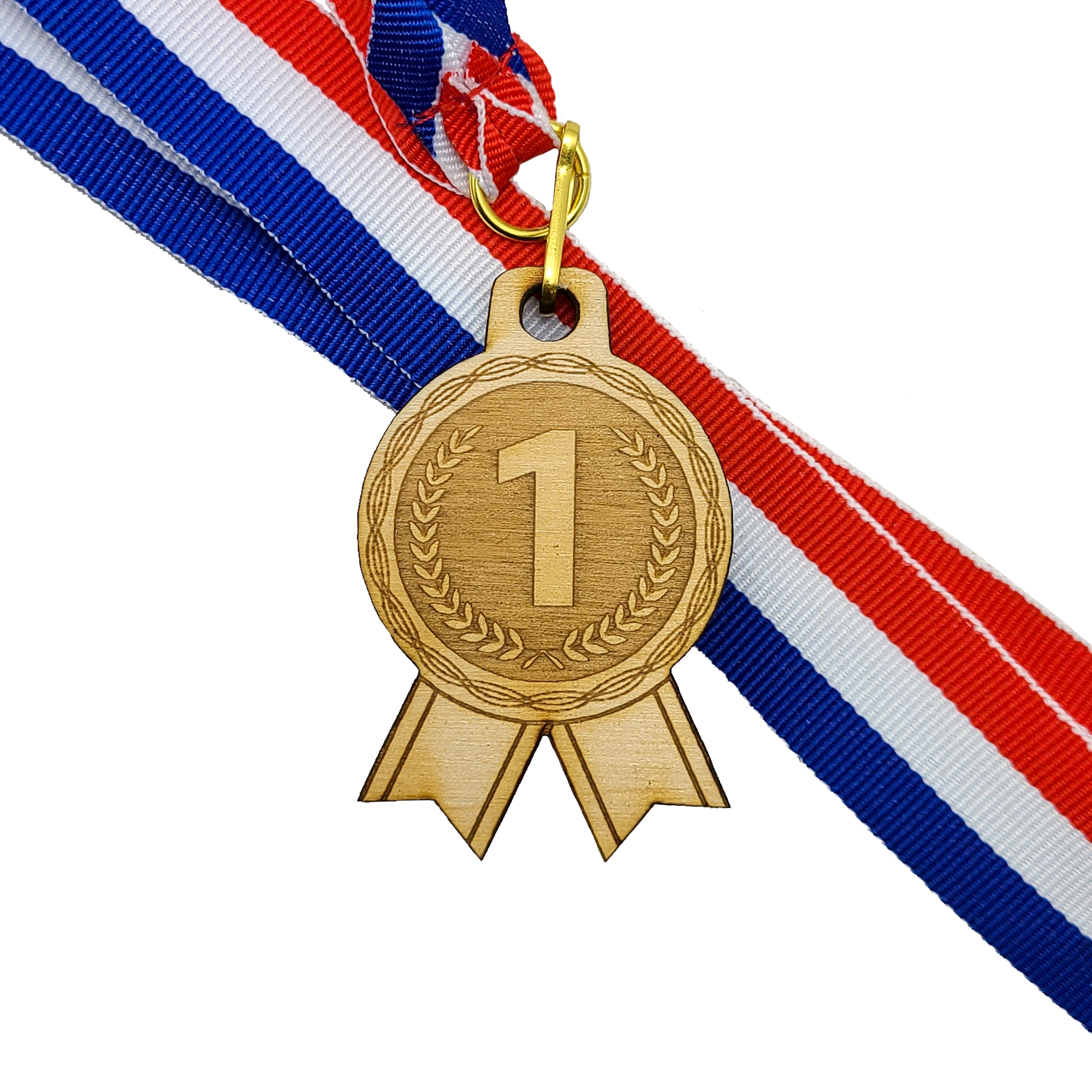 Wood Medals: 2 1/4" W X 2 1/4" H