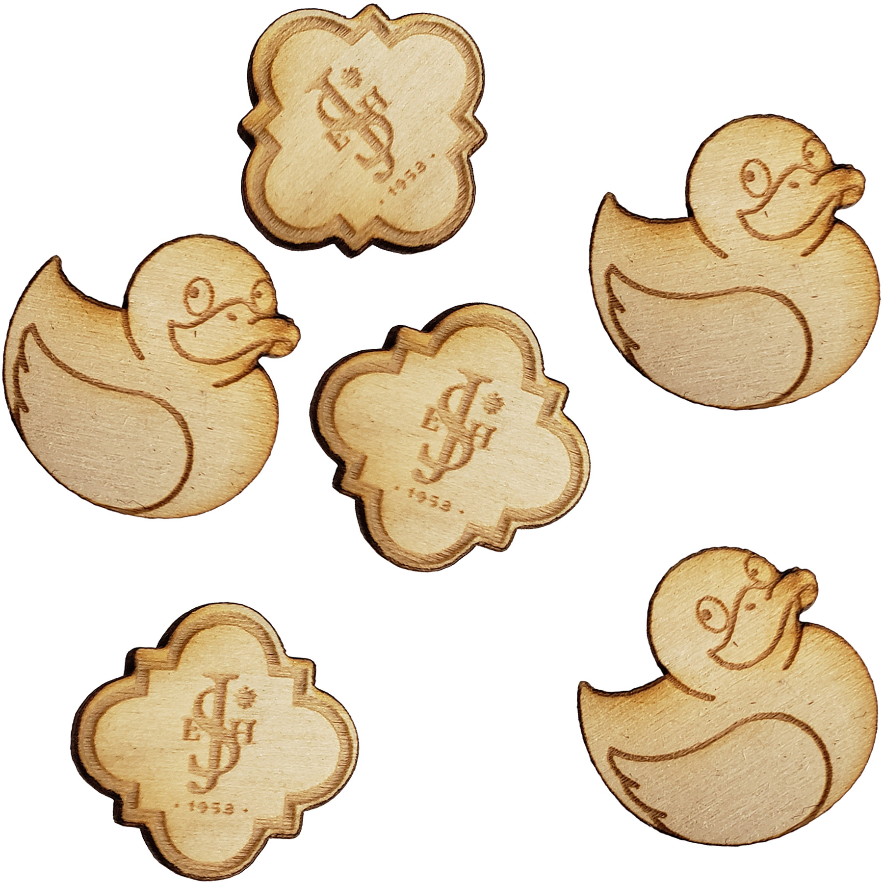 Wood Lapel Pins: 3/4" W X 3/4" H