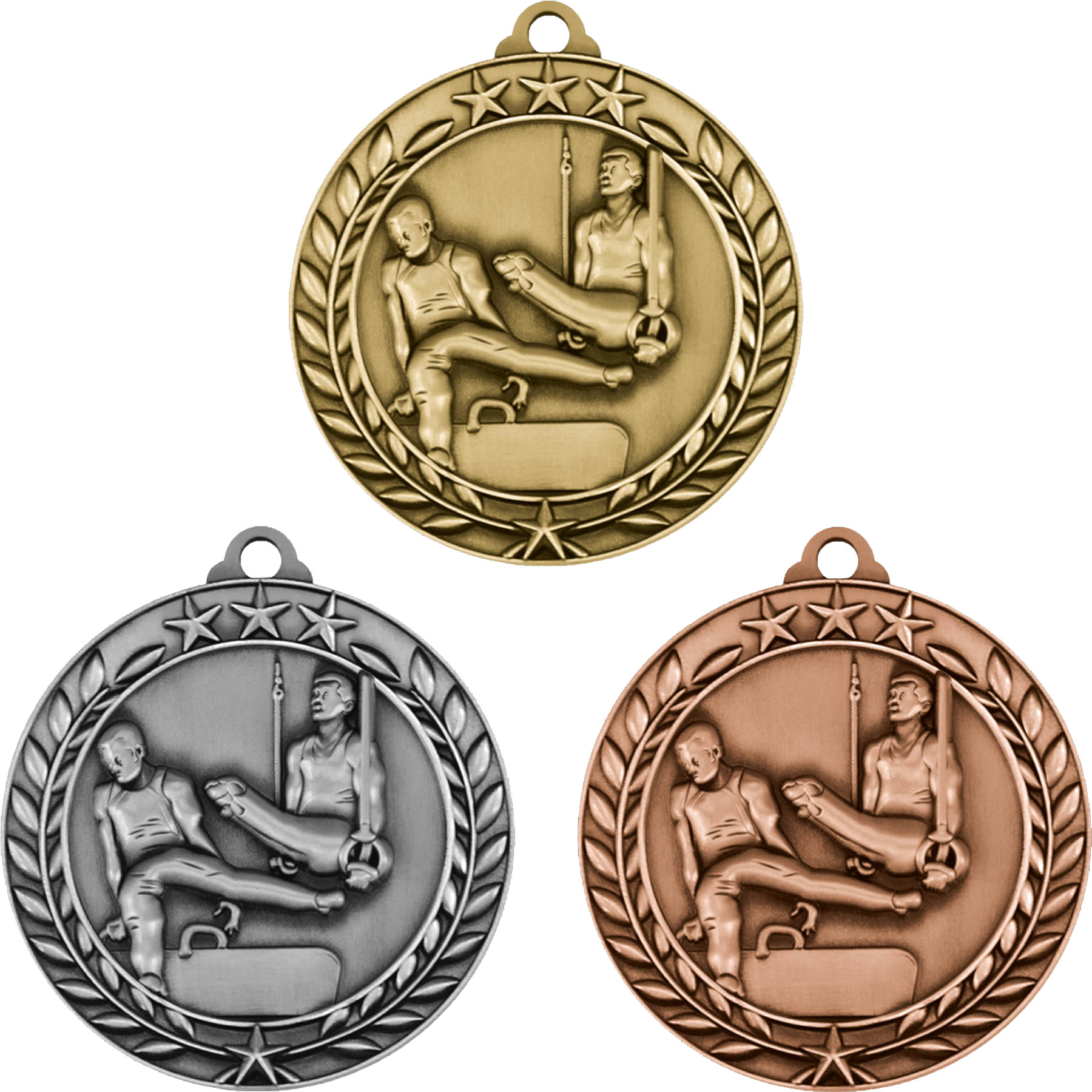 Stock Small Academic & Sports Laurel Medals: Men'S Gymnastics