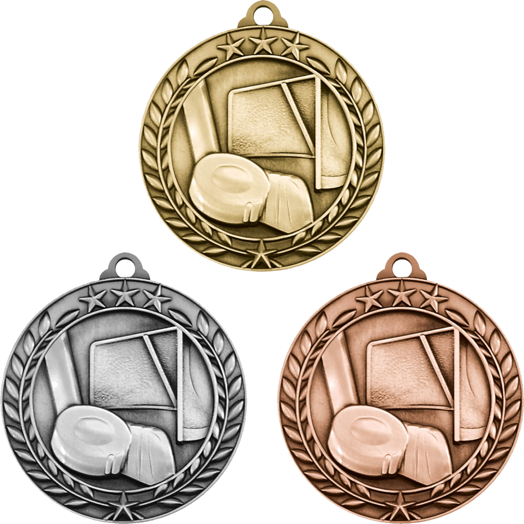 Stock Small Academic & Sports Laurel Medals: Hockey