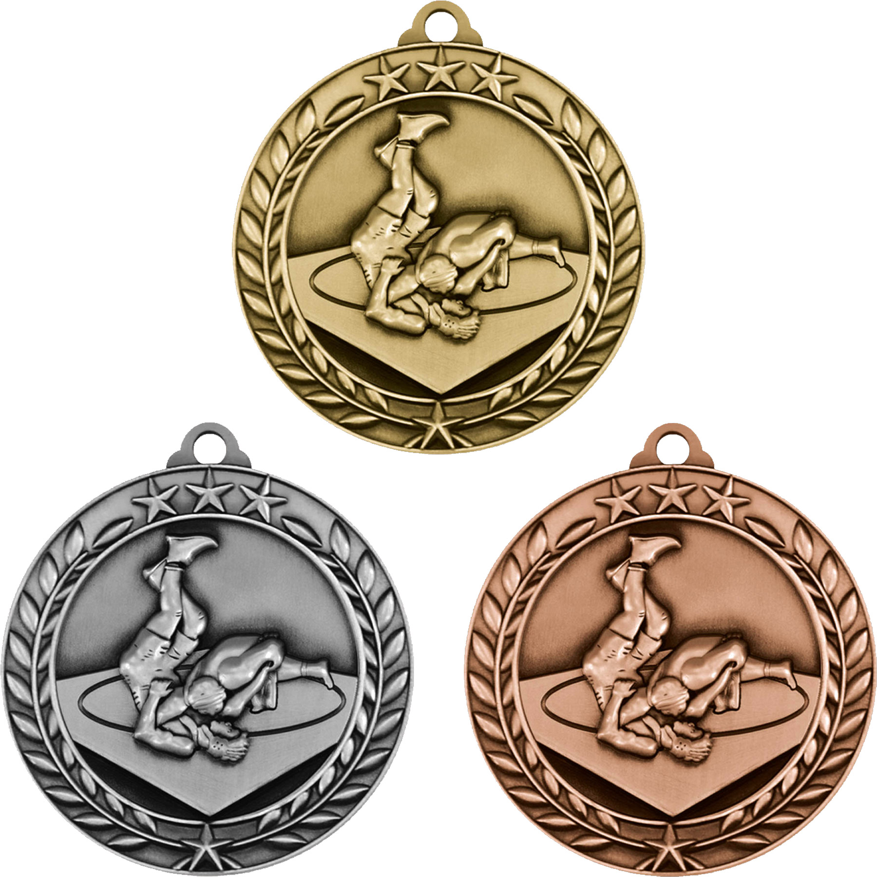 Stock Small Academic & Sports Laurel Medals: Wrestling